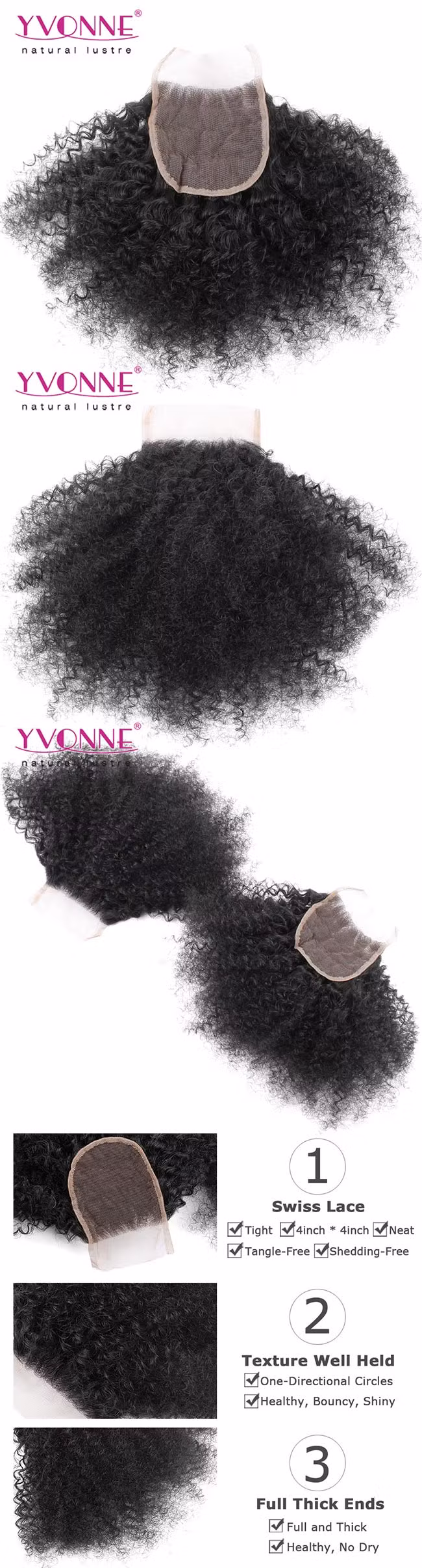 Wholesale Price Free Parting Brazilian Hair Lace Closure Curly Hair