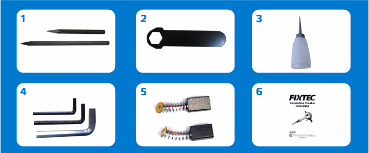 Fixtec 2000W Electric Chipping Hammer, Demolition Breaker