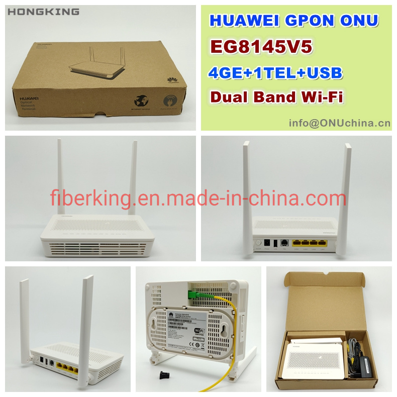 WiFi Router ONU Huawei Gpon Eg8145V5 FTTH Equipment 4ge Dual Band