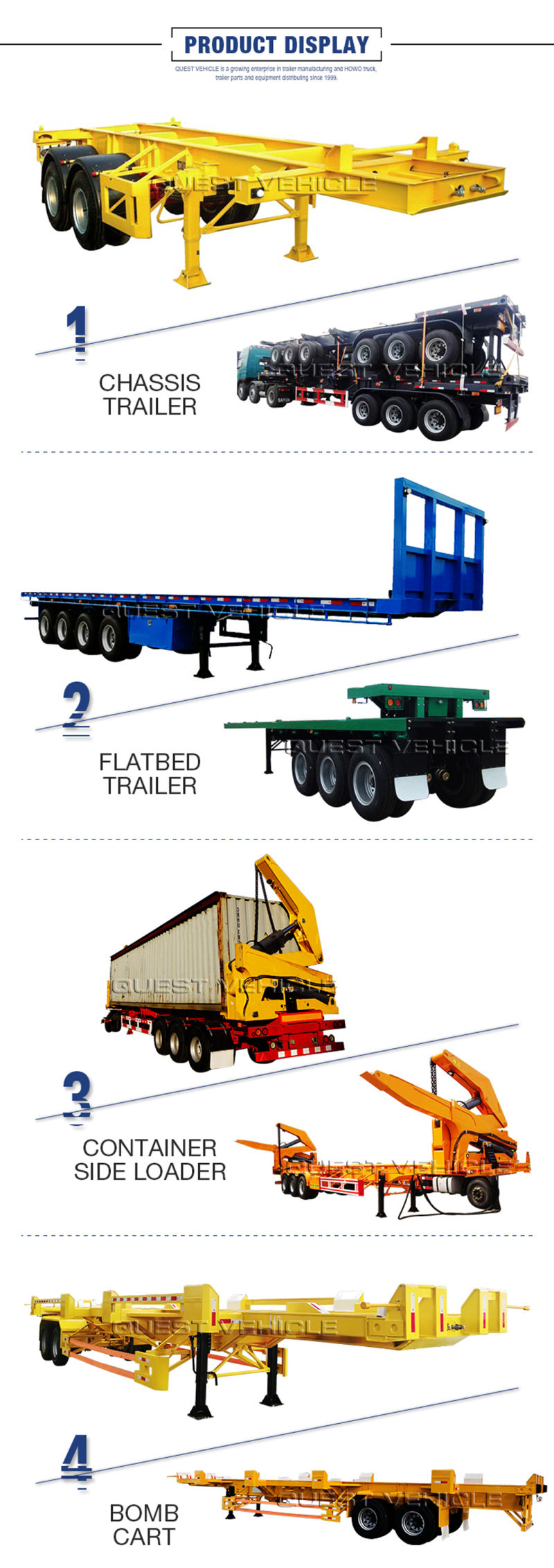 40FT 3 Axles Container Flatbed Semi Trailer Flatbed Trailer