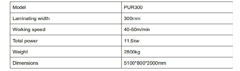 Wbf-PUR300 UPVC Profile Roll PUR Hot Melt Laminating Machine