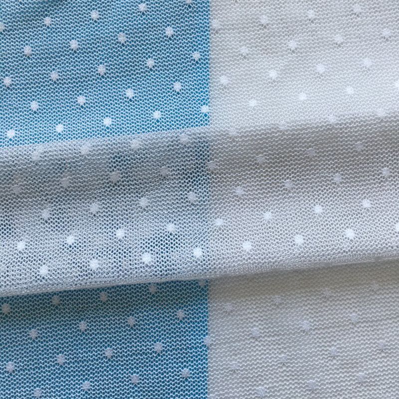 Cotton Feel Polyester Elastic Small DOT Lace Mesh Fabric