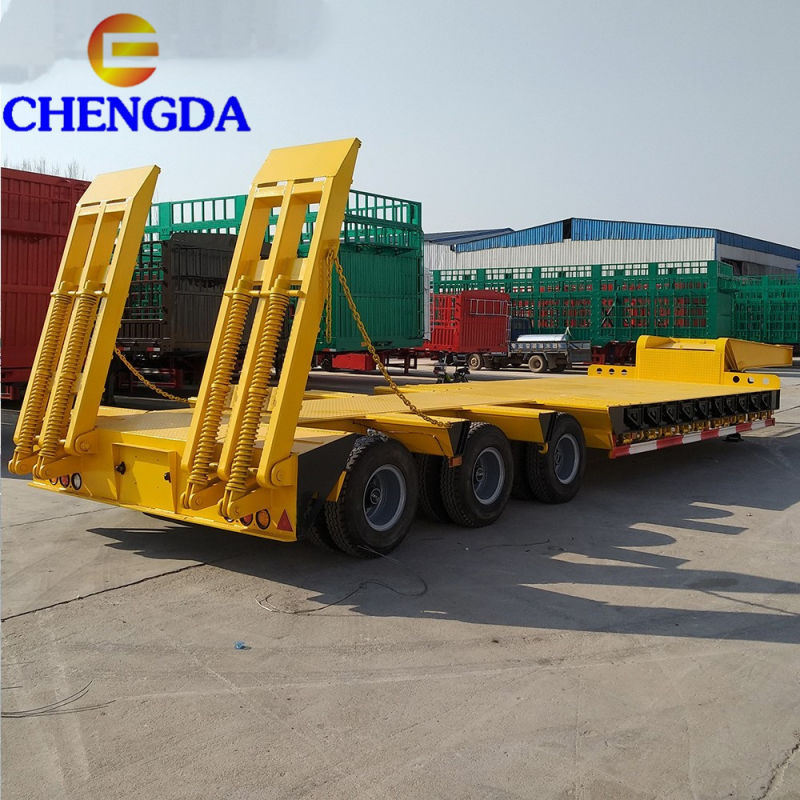 Low Price Hydraulic 3 Axle 50t 60t Lowbed Low Bed Lowboy Truck Semi Trailer