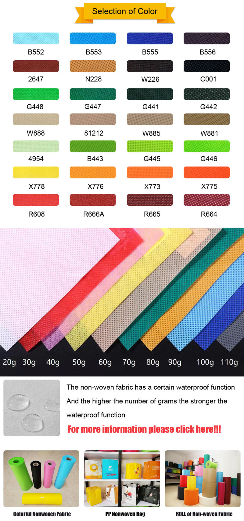 Customized PP Spunbond Polypropylene Nonwoven Non Woven Non-Woven Nonwovens Fabric