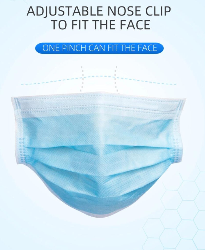 Durable Disposable 3-Ply Non Woven Face Mask Protection