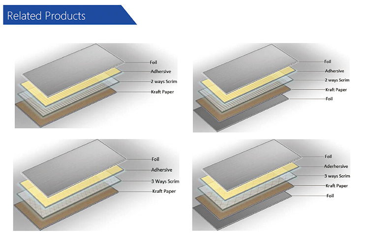 Antiglare Lamination Heat Insulation Aluminum Foil Scrim Kraft Paper