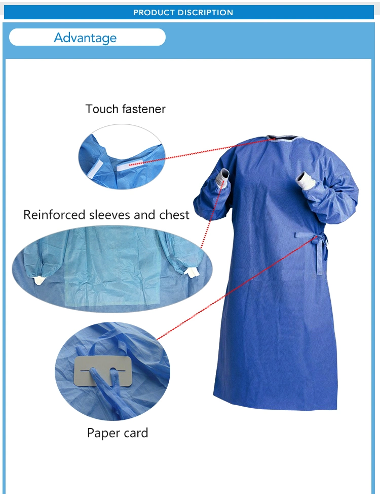Nonwoven Medical Supplies Disposable Sterile Surgical Gown Disposable SMS Medical Gown