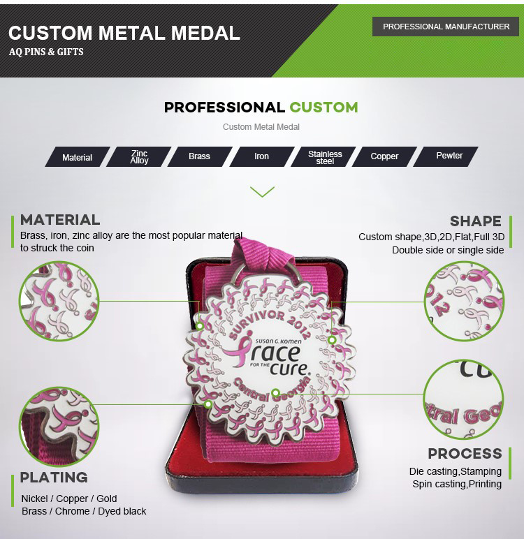 Newest Red Souvenir 3D Metals Medal with Customized Ribbon