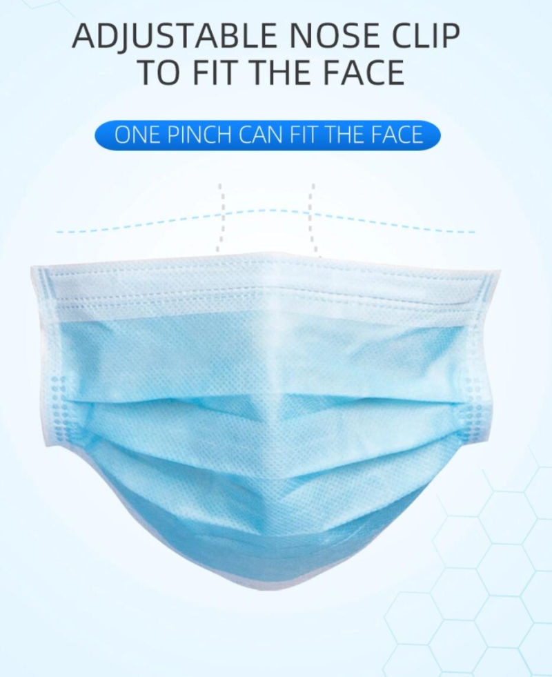 Sanitary Disposable 3-Ply Non Woven Face Mask Protection
