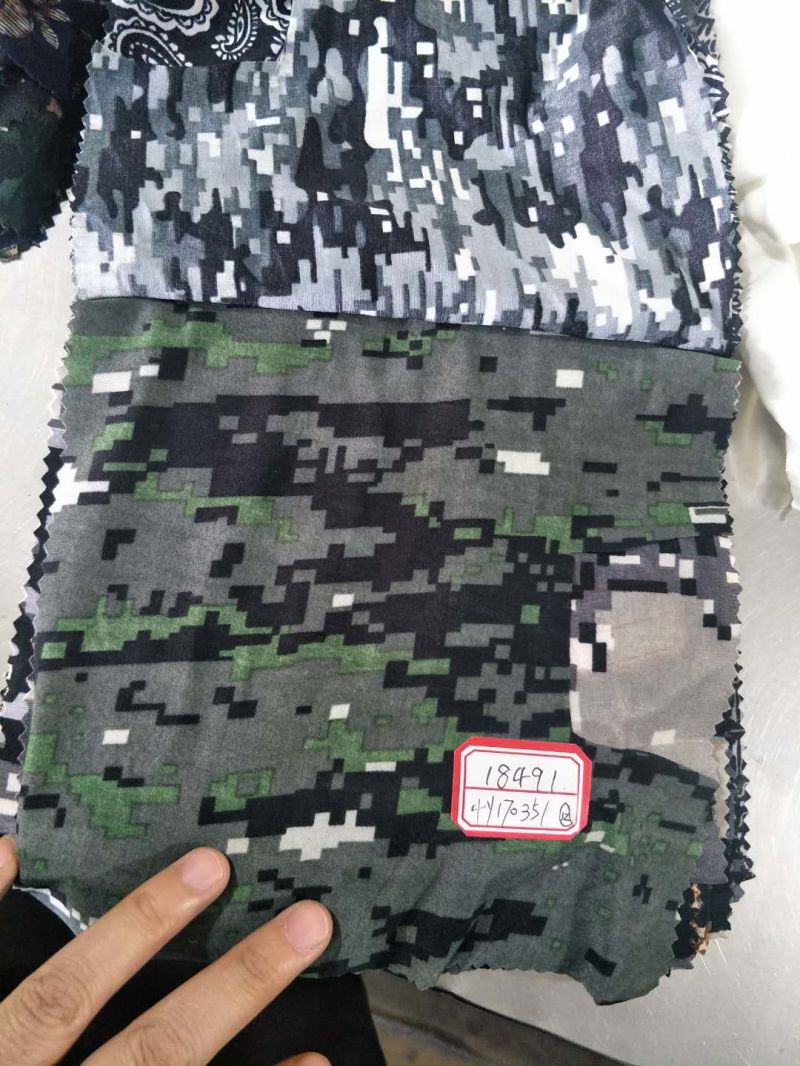 Stocklot Knitted Elastic Camouflage Printed Fabric for Garment Fabric