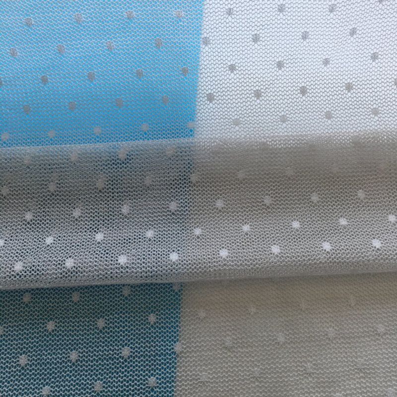 Cotton Feel Polyester Elastic Small DOT Lace Mesh Fabric