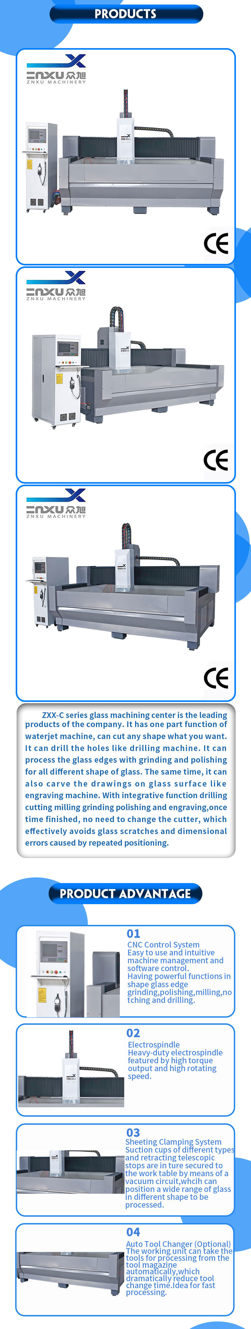 Factory Price Zxx-C3018 Hot Glass/Stone CNC Machining Center Factory Direct