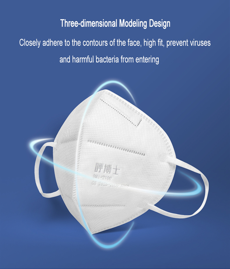 High Quality OEM Blue Color 3 Ply Non Woven Disposable Mouth Face Respirator Mask
