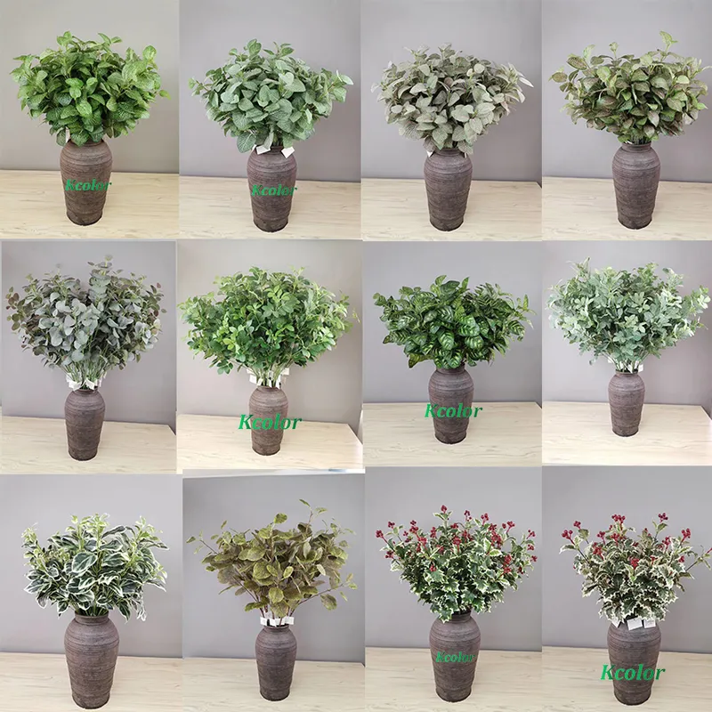 Factory Cheap Plastic Artificial Eucalyptus Leaves for Decoration