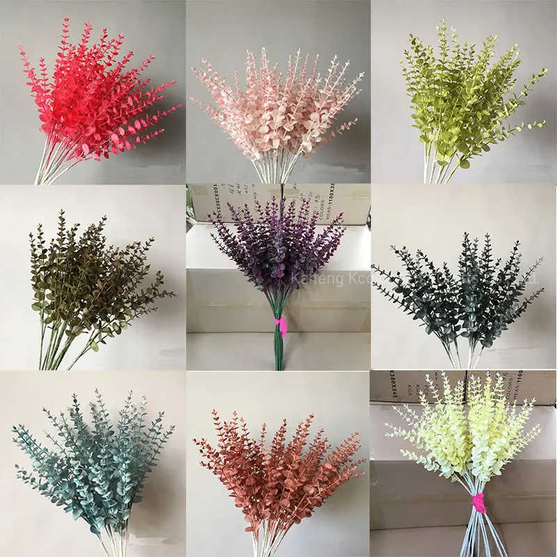 Factory Cheap Plastic Artificial Eucalyptus Leaves for Decoration