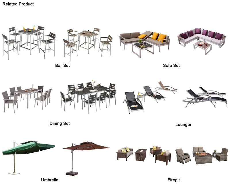 Plastic Outdoor Furniture Dining Table Set with Long Bench Chair