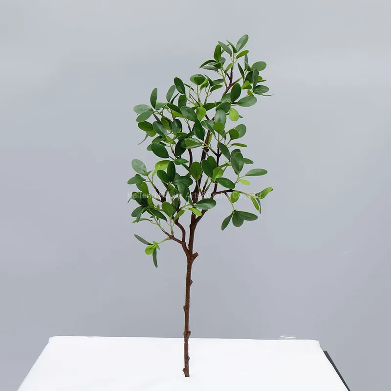 Hot Sale 54cm Green Plastic Artificial Ficus Leaves for Home Decoration