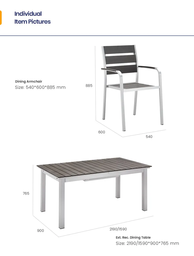 Well Made Plastic Wood Outdoor Table Chair Set for Home