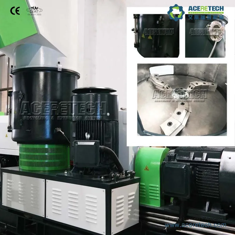 Aceretech Waste Plastic Recycle Granulating Machine Two Stage PP PE Film Plastic Pelletizing Line