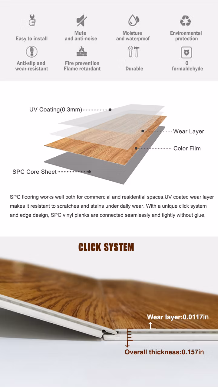 Wood Design Commercial Vinyl PVC Interlocking Plastic Floor Tiles