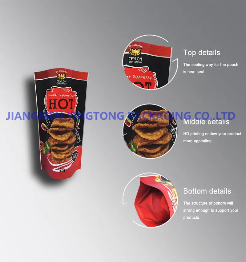 Plastic Doypack Food Packaging Bags Chips Packing Pouches