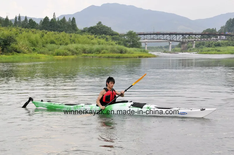 Single Plastic Racing Kayak with Adjustable Foot Pedals