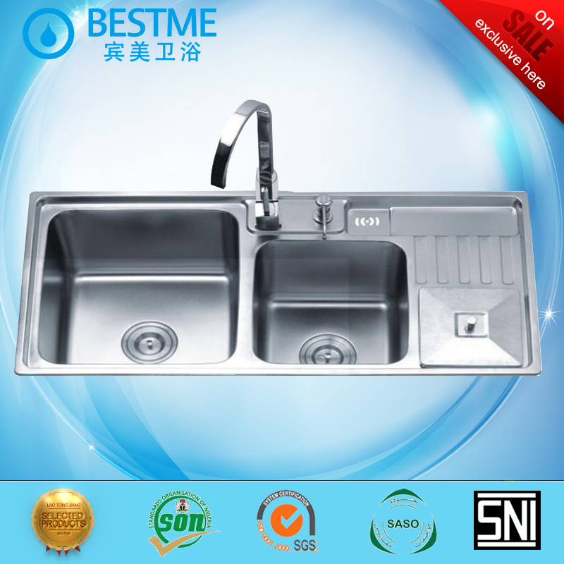 Counter or Under Mount Stainless Steel Sinks with Soap Holder BS-9445