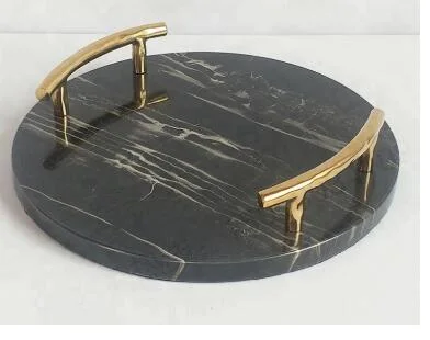 Home Decoration Iron Black Marble Tray