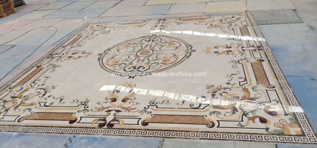 Natural Marble Polished Stone Waterjet Mosaic Pattern, Mosaic Medallion Tile for Floor Decoration Project