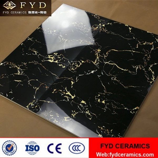 Glazed Porcelain Tiles Black Golden Flowers Tile Glazed Marble Tiles Glazed Polished Tiles