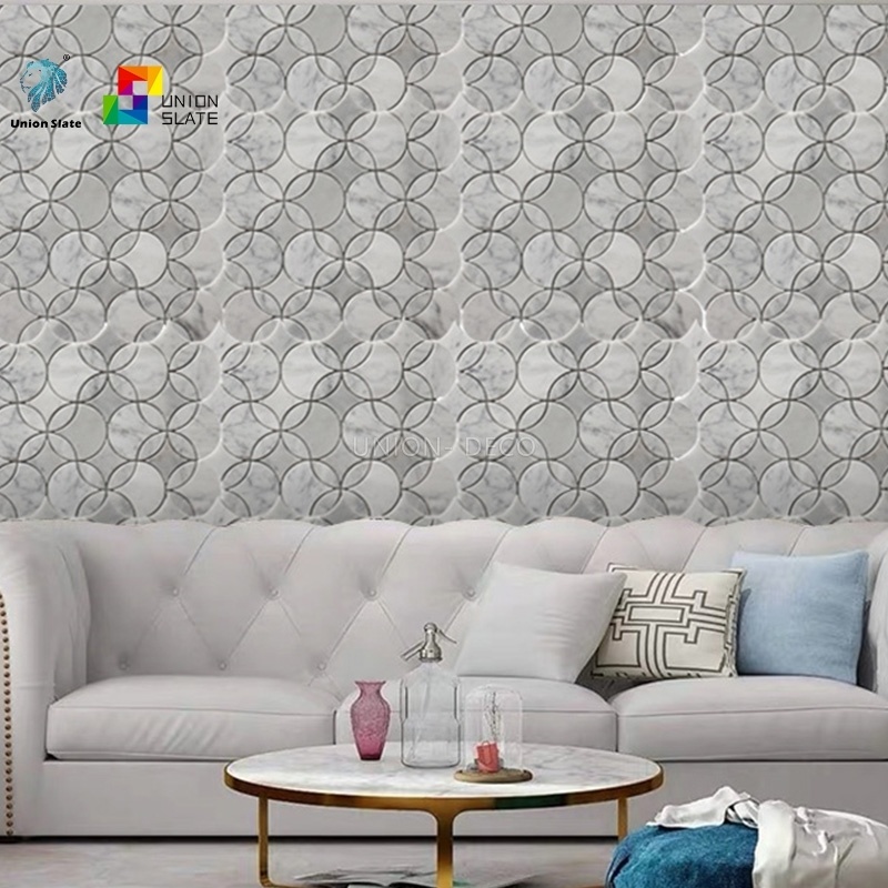 Irregular Carrara White Marble Mosaic Tiles Decorative Mosaic Tiles