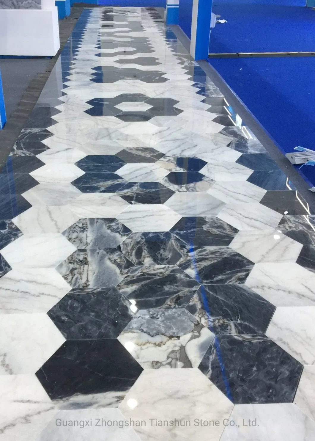 White Beige Marble Tile 80X80 Water Jet Marble Mosaic Tile