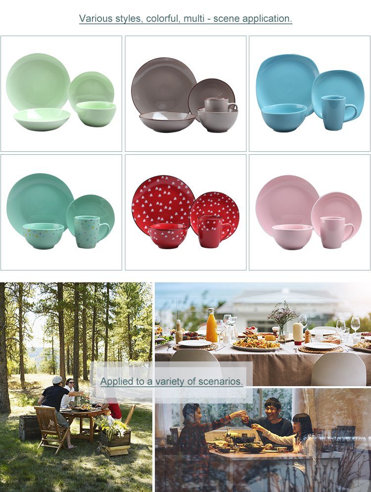 16 Ceramic Stoneware Embossed Dinner Set Color Glaze Manufacturer Wholesale Tableware Dinner Set