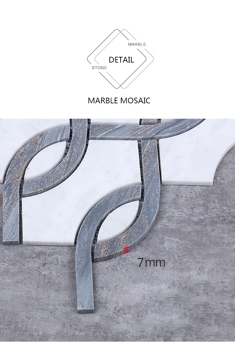 Palissandro Blue White Carrara Marble Mosaic Tile Hexagon Mosaic Marble Mosaic 24X24 Tiles