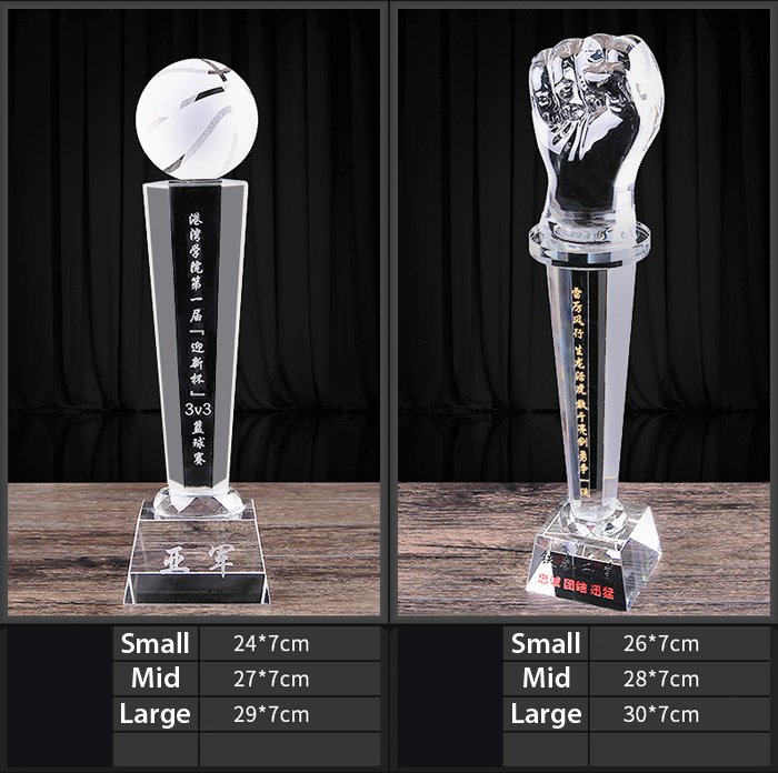 Customized Acrylic Engraved Logo Crystal and Glass Award Trophy