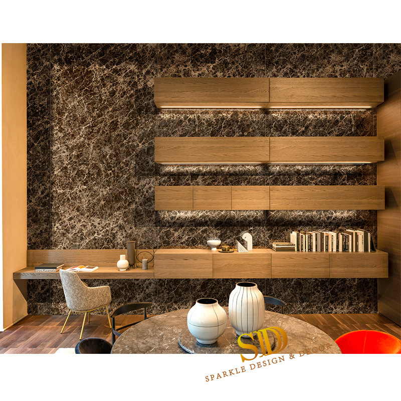 Dark Brown Marble Floor Tile Spainish Dark Emperador Marble Slab in New House/Villa