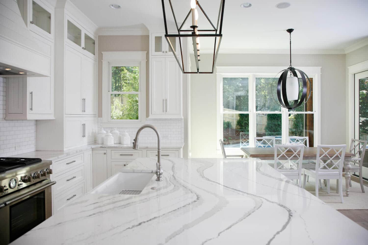 Custom Carrara Quartz Stone Table Top Kitchen Cabinet Marble Table Top