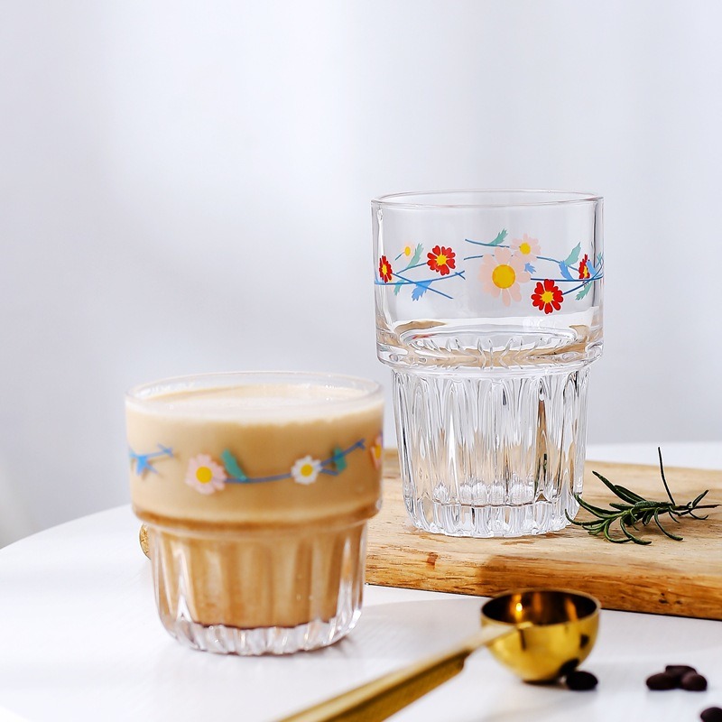 Ins Style Daisy Transparent Glass Drink Cup