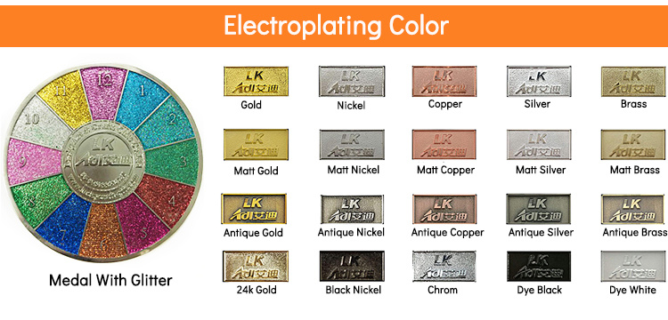 Custom Metal Engraved Glitter Medallions with Ribbon