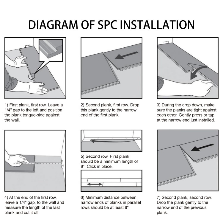 Indoor Usage Spc Plastic PVC Plank Vinyl Click Floor Tile