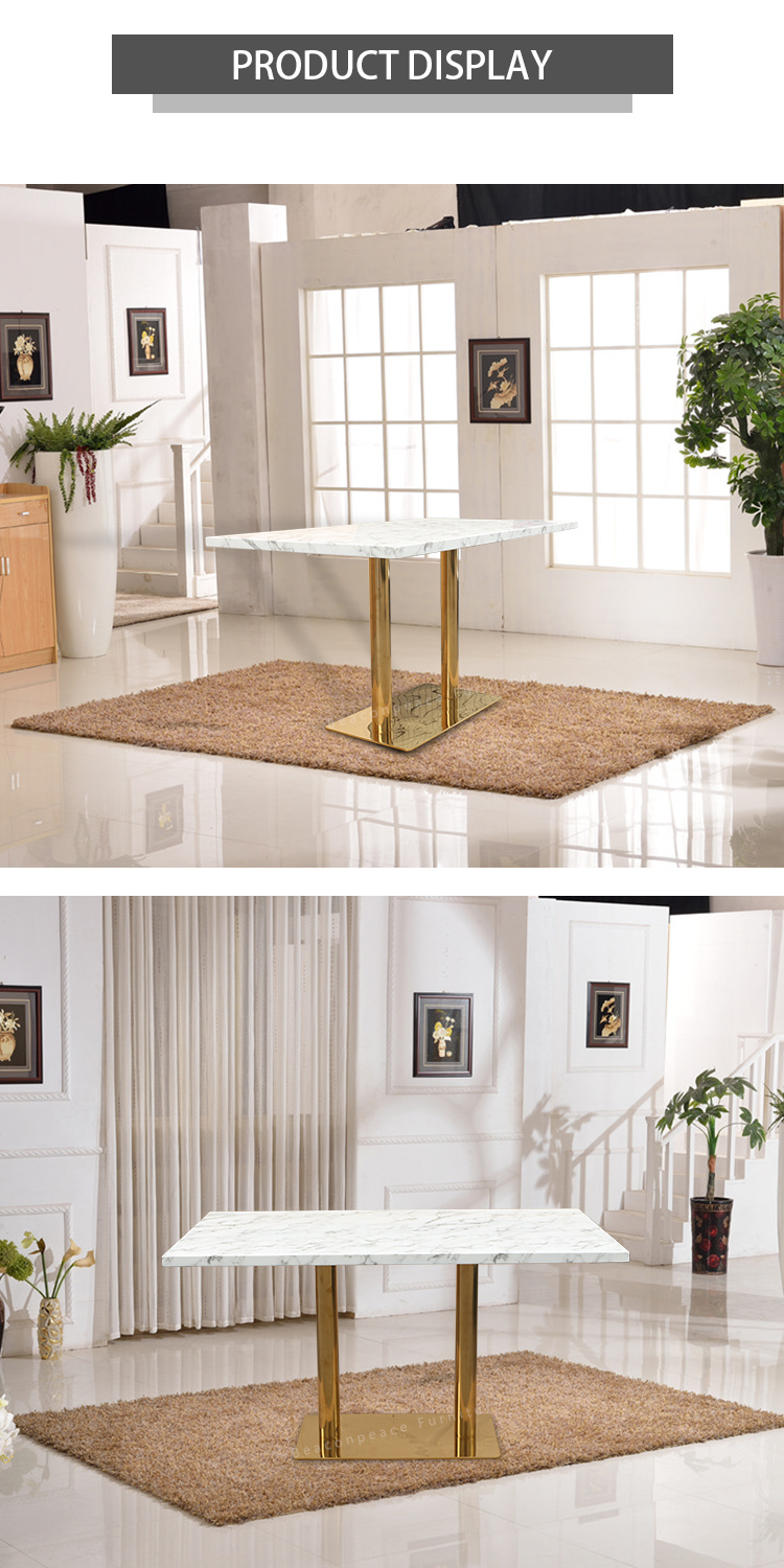 Home Furniture Gold Finish Faux Marble Top Gubi Dining Table