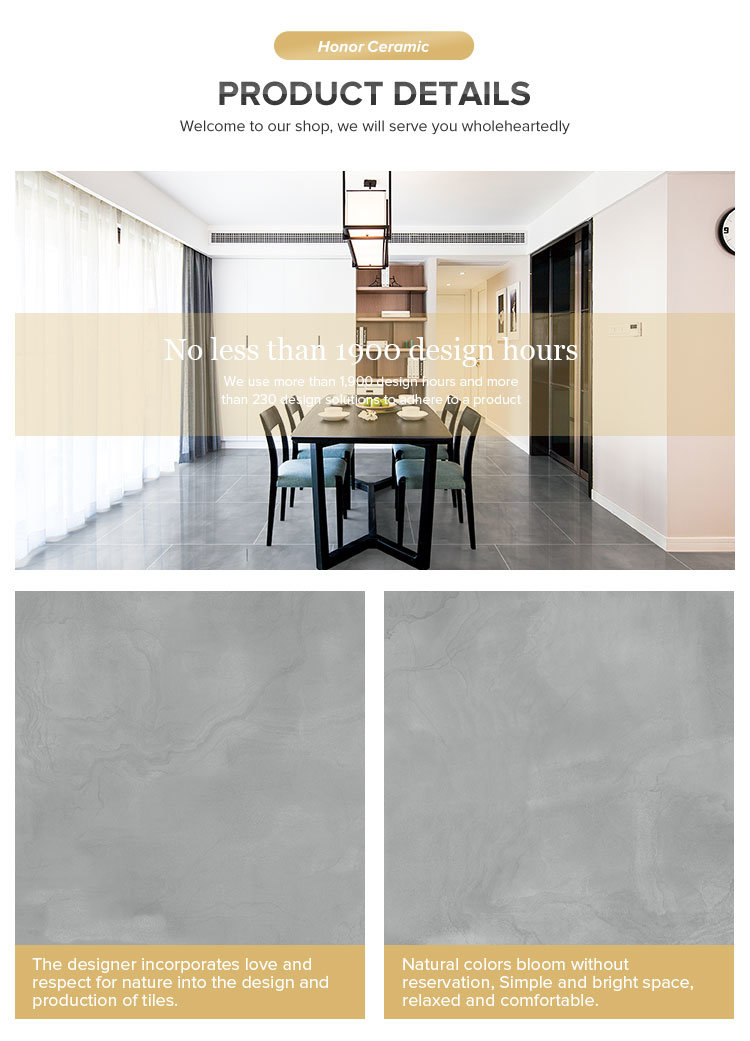 Livingroom Floor Marble Look Porcelain Tile in Grey Color
