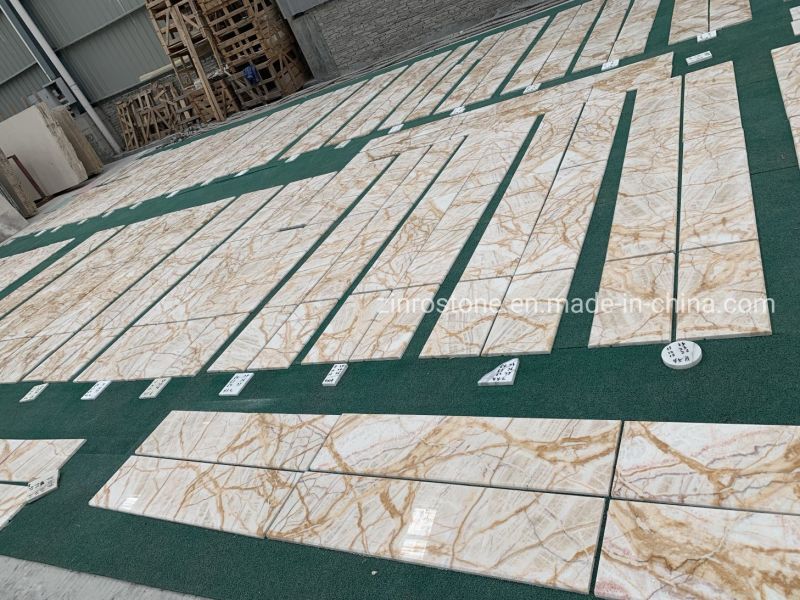 Polished Stone Yellow/Goldden Spider Jade Marble Slabs/Tile for Project Floor/Wall