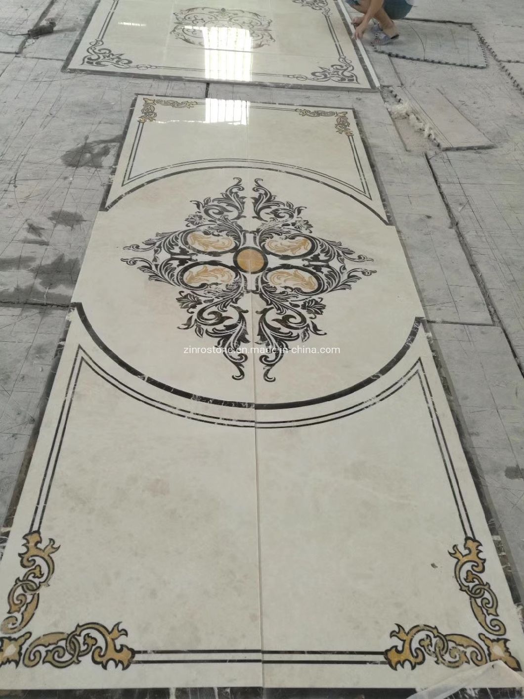 Natural Marble Polished Stone Waterjet Mosaic Pattern, Mosaic Medallion Tile for Floor Decoration Project