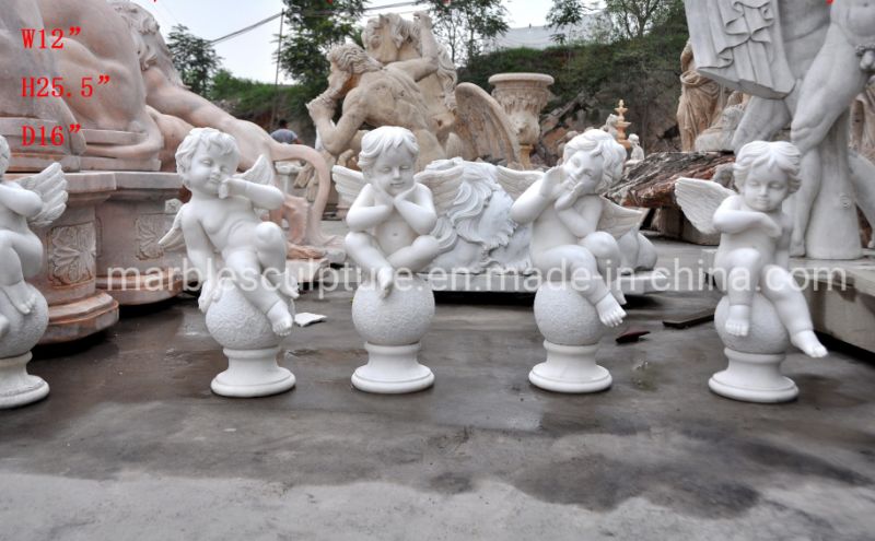 Hot Selling Pure White Little Angel Marble Statue (SY-MS162)