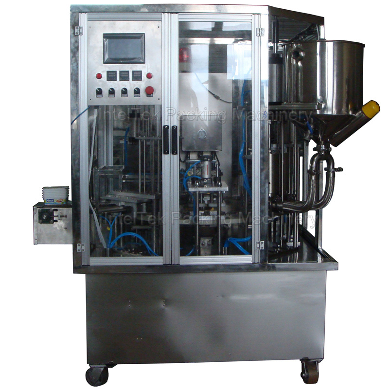 Automatic Hot Cheese Liquid Square Box Plastic Tray Filling and Capping Machine