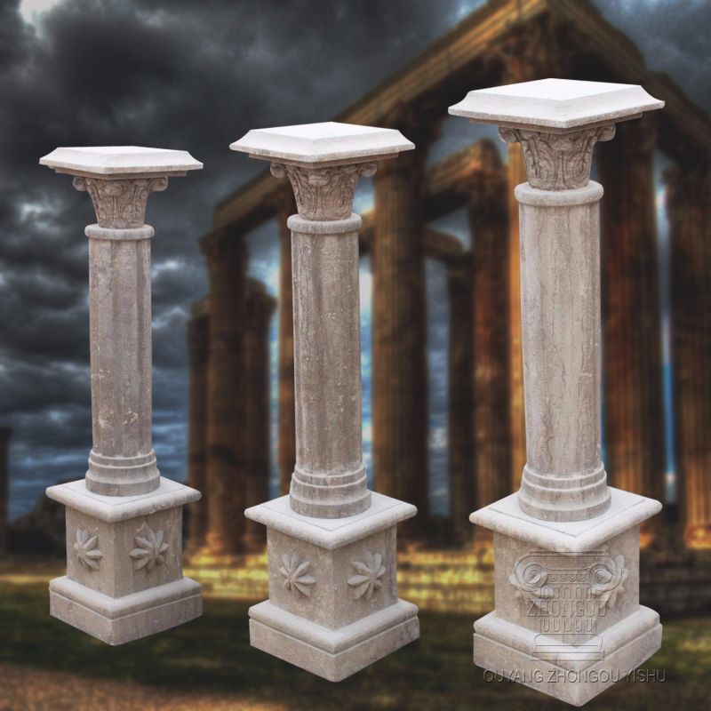 Marble Column Pedestal with Antique Treatment