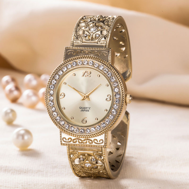 Luxury Brand Fashion Rose Gold Women Diamond Wrist Watch Wy-17007