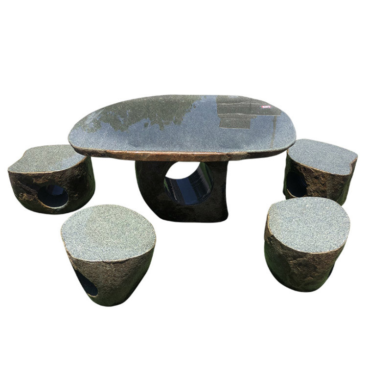 Outdoor Garden Stone Table and Chairs Set Hand Carving Artwork Granite Marble Stone Table Set Natural