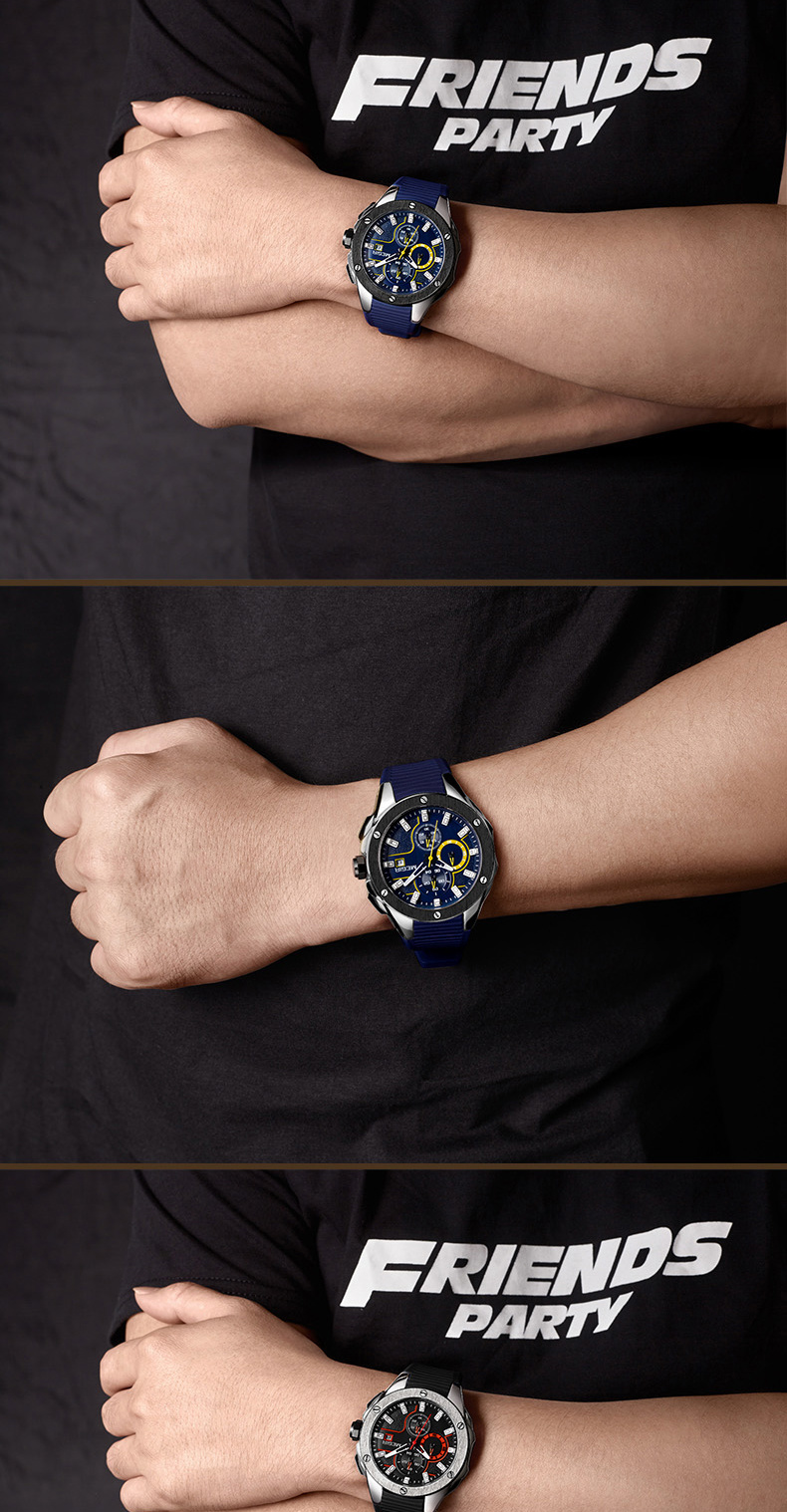 Megir Rose Gold Case Men Quartz Wrist Watch
